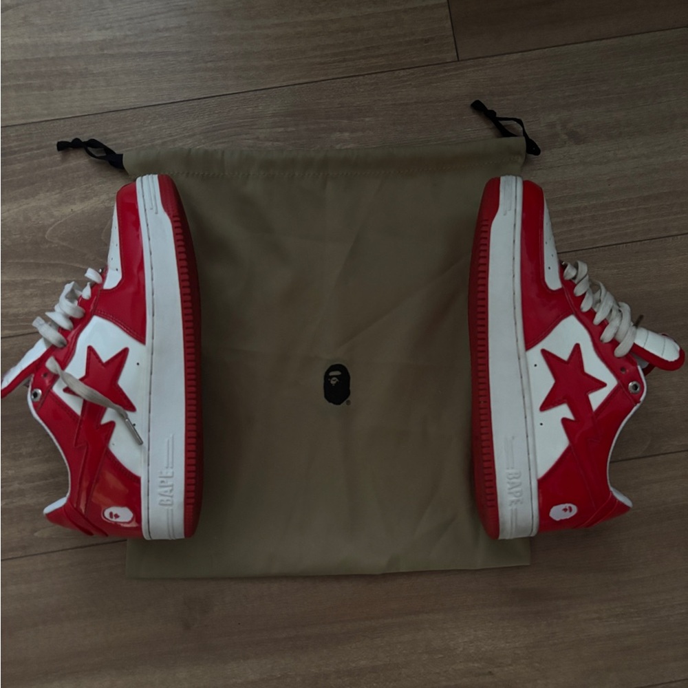 Red and White Bape Sneakers